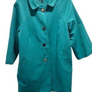 Rafaella Teal Button-Front Lightweight Jacket - Size M
